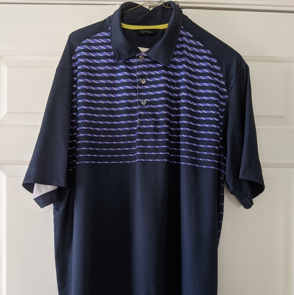 Walter Hagen Navy Striped Golf Polo